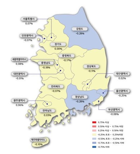 이달 넷째 주 서울 주간 아파트값은 전주보다 0.07% 상승한 것으로 집계됐다. (사진=한국감정원)