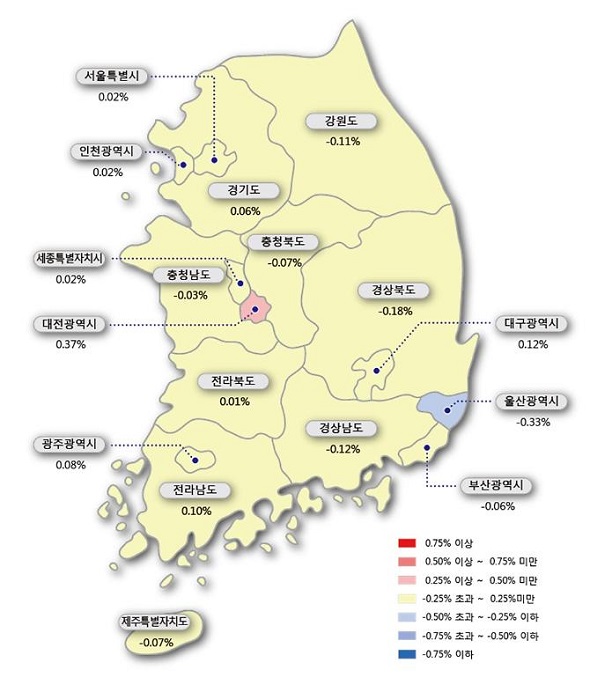 이번 주 서울 아파트값 상승률은 0.02%로, 9.13대책을 기점으로 8주 연속 오름폭이 둔화됐다. (사진=한국감정원)