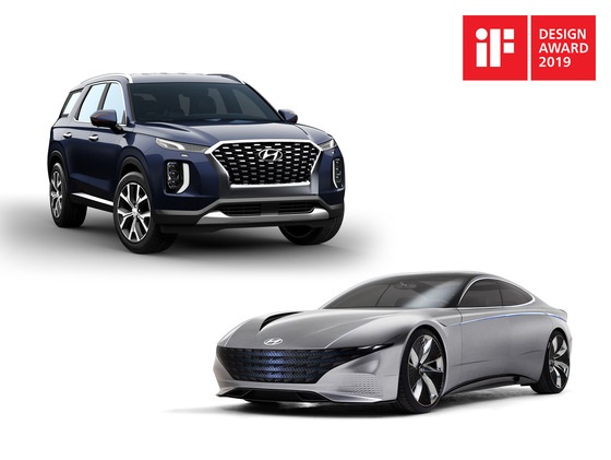 현대차의 '르 필 루즈'와  '팰리세이드'가 세계 3대 디자인상으로 평가받는 iF디자인상의 수송 분야에서 본상을 수상했다. (사진=현대자동차)
