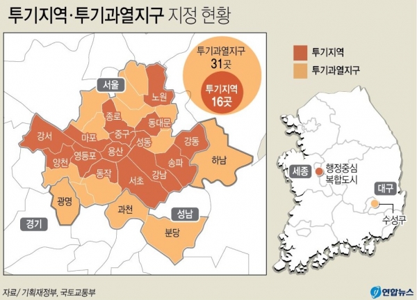 앞으로 분양가 상한제가 서울·과천·분당 등 전국 31곳 '투기과열지구'의 민간택지에 짓는 아파트에도 적용된다. (사진=연합뉴스)