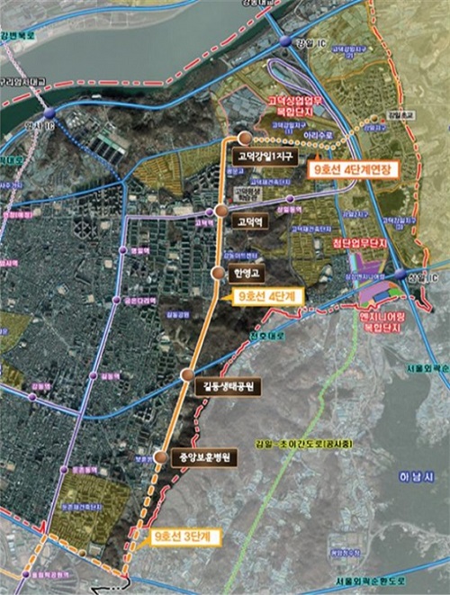 지하철 9호선 4단계 사업은 보훈병원역에서 고덕강일1지구까지 3.8km 구간에 걸쳐 4개 역을 연결하는 사업이다. (사진=서울시)