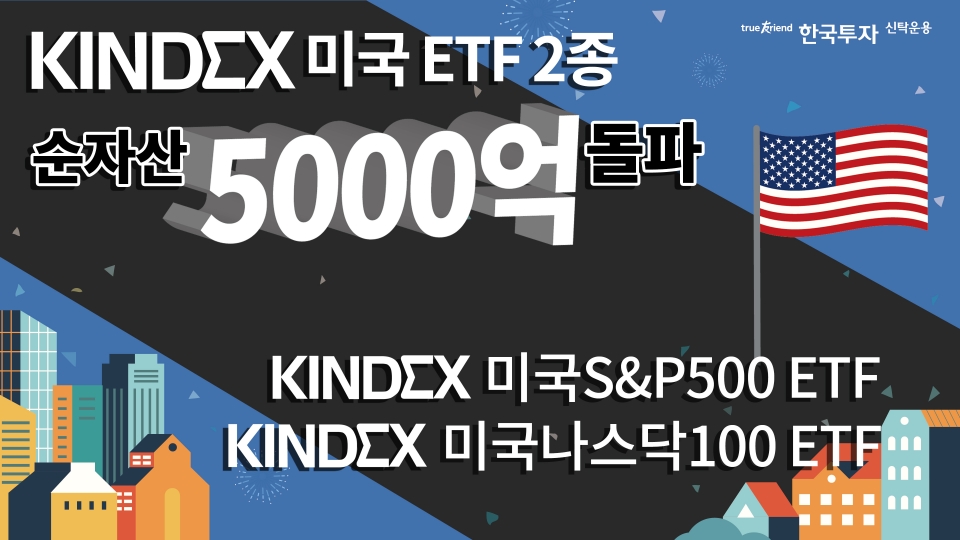 한국투자신탁운용은 'KINDEX 미국S&P500 ETF'와 'KINDEX 미국나스닥100 ETF'의 순자산이 5000억원을 돌파했다고 11일 밝혔다. (자료=한국투자신탁운용)